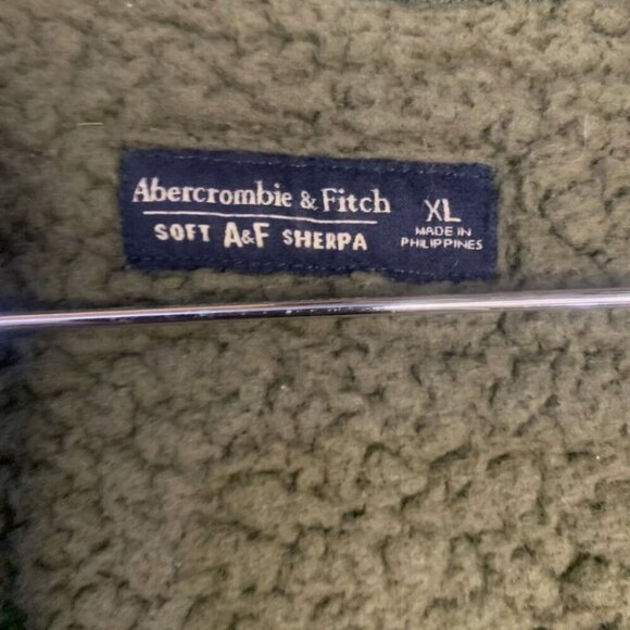 ABERCROMBIE & FITCH Women’s SZ XL Soft A&F Olive Green Zip-Up Fleece Sherpa Jack - Picture 3 of 5
